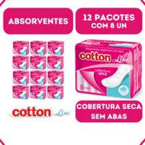 Absorvente Cotton Cobertura Seca - Sem Aba - Kit 12 - 8un