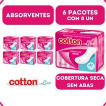 Absorvente Cotton Cobertura Seca - Sem Aba - Kit 6 - 8 Un Absorvente Cotton Cobertura Seca - Sem Aba - Kit 6 - 8 Un