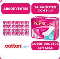 Absorvente Cotton Cobertura Seca - Sem Abas - Kit 24 - 8 Un
