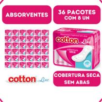 Absorvente Cotton Cobertura Seca - Sem Abas - Kit 36 - 8 Un