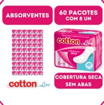 Absorvente Cotton Cobertura Seca - Sem Abas - Kit 60 - 8 Un