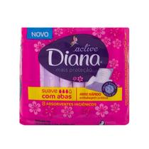 Absorvente Diana Active Mais Proteção Suave com Abas com 8 Unidades