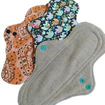 Absorvente ecológico reutilizável noturno - kit c/5 - alta absorção