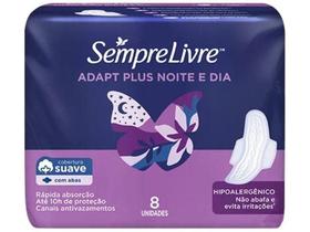 Absorvente Externo Sempre Livre Adapt Plus Noite e Dia Cobertura Suave com Abas 8 Unidades