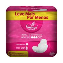 Absorvente Feminino FEMINYD Suave Fluxo Moderado com Abas 8 Unidades Absorvente Feminino FEMINYD Suave Fluxo Moderado com Abas 8 Unidades