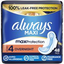 Absorvente Higiênico Always Maxi Tamanho 4 Noturno Sem Fragrância 48 Unidades