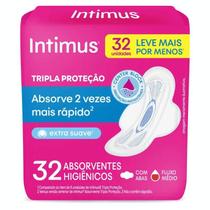 Absorvente Intimus Gel Tripla Proteção Cobertura Suave Abas com 32 unidades