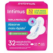 Absorvente Intimus Gel Tripla Proteção Seca Com Abas 32 Unidades