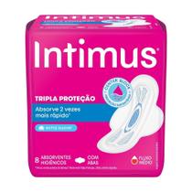 Absorvente Intimus Tripla Proteção Cobertura Extra Suave com Abas - Embalagem com 8 Unidades