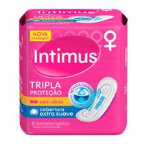 Absorvente Intimus Tripla Proteção Cobertura Extra Suave sem Abas Embalagem com 8 Unidades