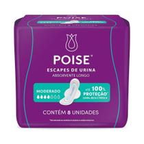 Absorvente Longo Escape de Urina Moderada com Abas Poise 8 Unidades Absorvente Longo Escape de Urina Moderada com Abas Poise 8 Unidades