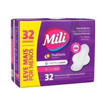 Absorvente Mili Dia/Noite Com Abas Embalagem com 32 Unidades Absorvente Mili Dia/Noite Com Abas Embalagem com 32 Unidades
