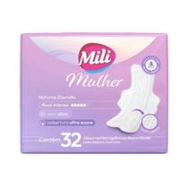 Absorvente Mili Mulher Noturno Discreto Com Abas - Embalagem com 32 Unidades