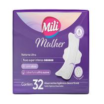 Absorvente Mili Mulher Noturno Ultra Com Abas - Embalagem com 32 Unidades