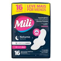 Absorvente Mili Noturno com Abas Cobertura Suave com 16 Unidades Leve Mais Por Menos Absorvente Mili Noturno com Abas Cobertura Suave com 16 Unidades Leve Mais Por Menos