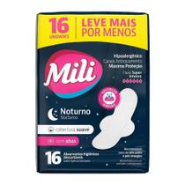 Absorvente Mili Noturno Suave com Abas - Embalagem com 16 Unidades Absorvente Mili Noturno Suave com Abas - Embalagem com 16 Unidades