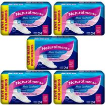 Absorvente Naturalmente Gel Kit com 5 Pacotes 120 Unidades Conforto e Segurança