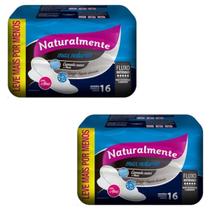 Absorvente Naturalmente Max Noturno com Abas 16 Unidades Kit com 2