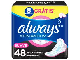 Absorvente Noturno Always Noites Tranquilas - Suave com Abas 48 Unidades