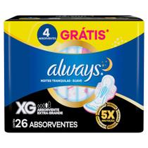 Absorvente Noturno Always Noites Tranquilas Suave Extra Grande com Abas 26 Unidades