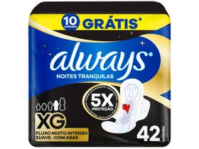 Absorvente Noturno Always Noites Tranquilas Suave XG com Abas 42 Unidades