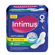 Absorvente Noturno Cobertura Seca 8 Unidades com Abas Intimus