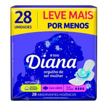 Absorvente Noturno Diana Cobertura Suave Com Abas 28 Unidades