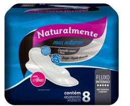 Absorvente Noturno Naturalmente Max com 8 unidades Fluxo intenso