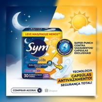 Absorvente Noturno Noite e Dia Com Abas 30 Unidades Fluxo Intenso Extra Absorção Proteção Prolongada