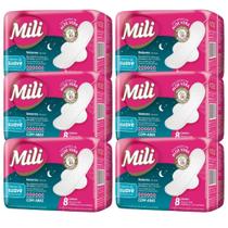 Absorvente Noturno Suave C/ABAS MILI 6 Pacotes C 8 Unidades