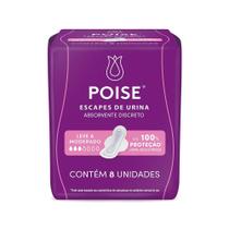Absorvente para Escape Discreto Leve a Moderada Feminino com Abas Poise 8 Unidades