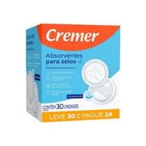 Absorvente Para Seios Curvatura Anatômica E Confortável 30 Unidades Cremer