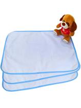 Absorvente Pet Lavável com Lona Cor Branco e Azul 70x50cm Kit com 3 Unidades