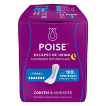 Absorvente Poise Noturno sem Abas para Escape de Urina - Embalagem com 8 Unidades