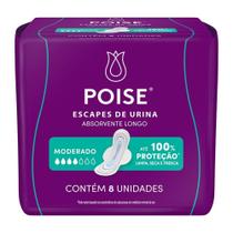 Absorvente Poise Regular com Abas para Escape de Urina - Embalagem com 8 Unidades