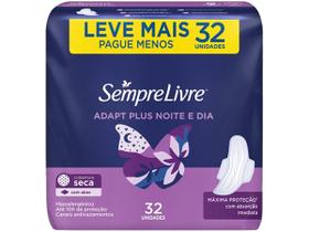 Absorvente Sempre Livre Adapt Plus Noite e Dia Seca Com Abas Leve Mais Pague Menos 32 Unidades