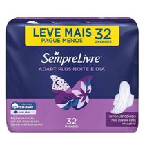 Absorvente Sempre Livre Adapt Plus Noite e Dia Suave com Abas Leve Mais Pague Menos - Embalagem com 32 Unidades Absorvente Sempre Livre Adapt Plus Noite e Dia Suave com Abas Leve Mais Pague Menos - Embalagem com 32 Unidades
