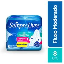 Absorvente Sempre Livre Adapt Termo Control suave, com abas, 8 unidades