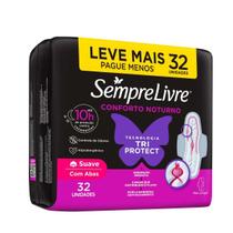 Absorvente Sempre Livre Conforto Noturno Cobertura Suave Com Abas 32 unidades Absorvente Sempre Livre Conforto Noturno Cobertura Suave Com Abas 32 unidades