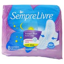 Absorvente sempre livre noturno toque seca com abas - 8 unidades - Johnson johnson Absorvente sempre livre noturno toque seca com abas - 8 unidades - Johnson johnson