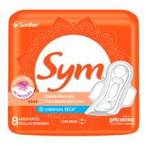 Absorvente Sym Cobertura Seca com Abas 8 Unidades