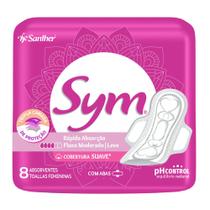Absorvente Sym Cobertura Suave com Abas 8 Unidades