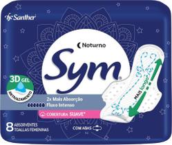 Absorvente Sym Noturno Suave 3D Gel Com Abas 8 Unidades Absorvente Sym Noturno Suave 3D Gel Com Abas 8 Unidades
