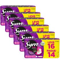 Absorvente Sym Suave Total Protect Com Abas - 6 Pacotes x 16 Unidades Kit 96 Absorventes Com Neutralizador De Odor