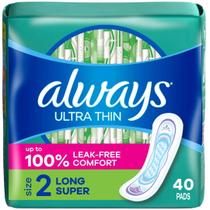 Absorventes Always Ultra Fino Tamanho 2 Super Sem Perfume 40 Unidades