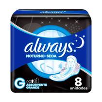 Absorventes Grandes Norturnos Seca Com Abas Always 8 Unidades