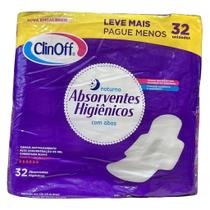 Absorventes Noturno Higiênicos Cobertura Suave Com Abas 32 Unidades ClinOff