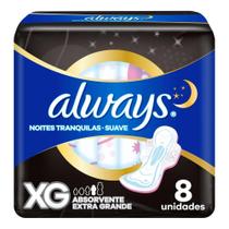 Absorventes Noturnos Always Suave com Abas - 8 Unidades Absorventes Noturnos Always Suave com Abas - 8 Unidades