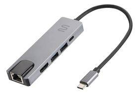 AC447 Hub USB C 5 Em 1 Multi HDMI 4K RJ45 USB 3.0 PD 100W Multilaser AC447 Hub USB C 5 Em 1 Multi HDMI 4K RJ45 USB 3.0 PD 100W Multilaser