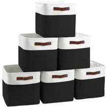 Acabamento de cestos de armazenamento Bo Cube, pacote com 6, 28 x 28 cm, branco/preto